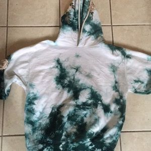 Civil regime flower embroidered tie dye hoodie